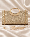 Golden Sparkle Oval Handle Evening Bag
