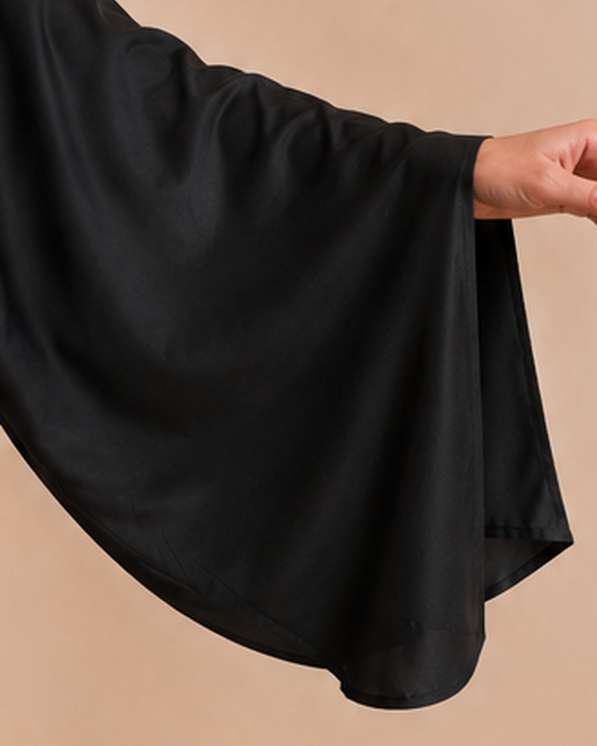 Black Satin Cape Sleeve Maxi Dress
