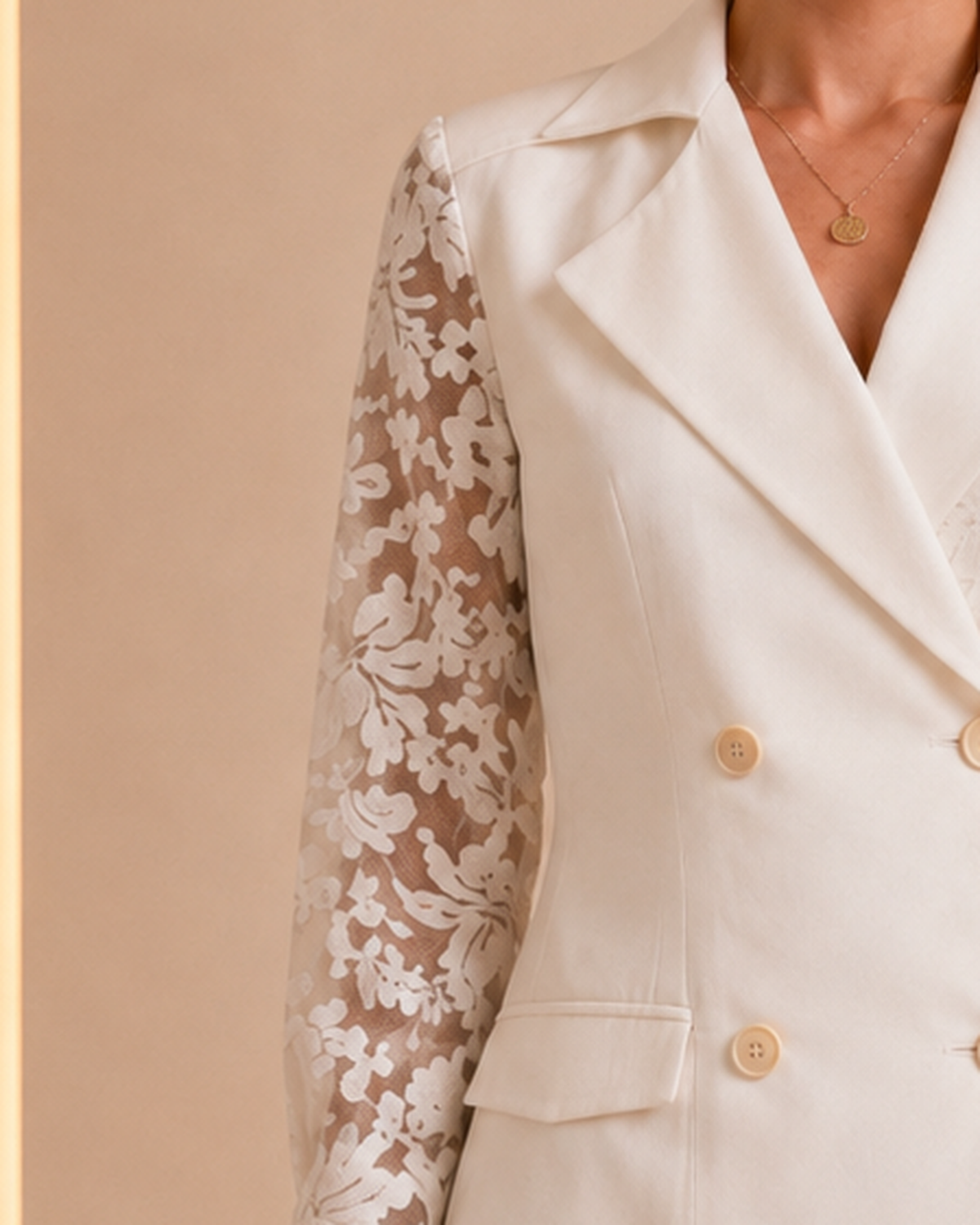 White Lace Tailored Blazer