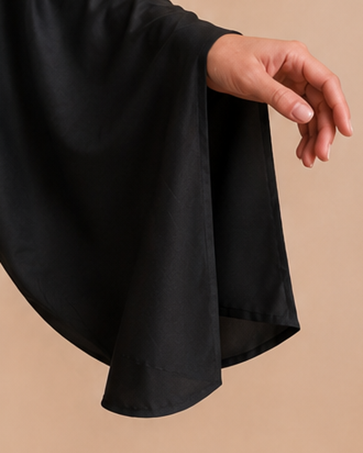 Black Satin Cape Sleeve Maxi Dress