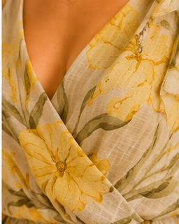 Yellow Bloom Asymmetric Two-Piece Set