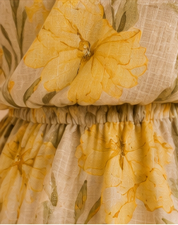 Yellow Bloom Asymmetric Two-Piece Set
