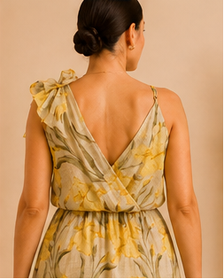 Yellow Bloom Asymmetric Two-Piece Set