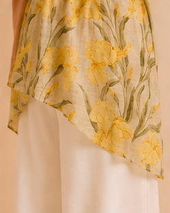 Yellow Bloom Asymmetric Two-Piece Set