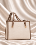 Ivory Croc-Embossed Structured Tote Bag