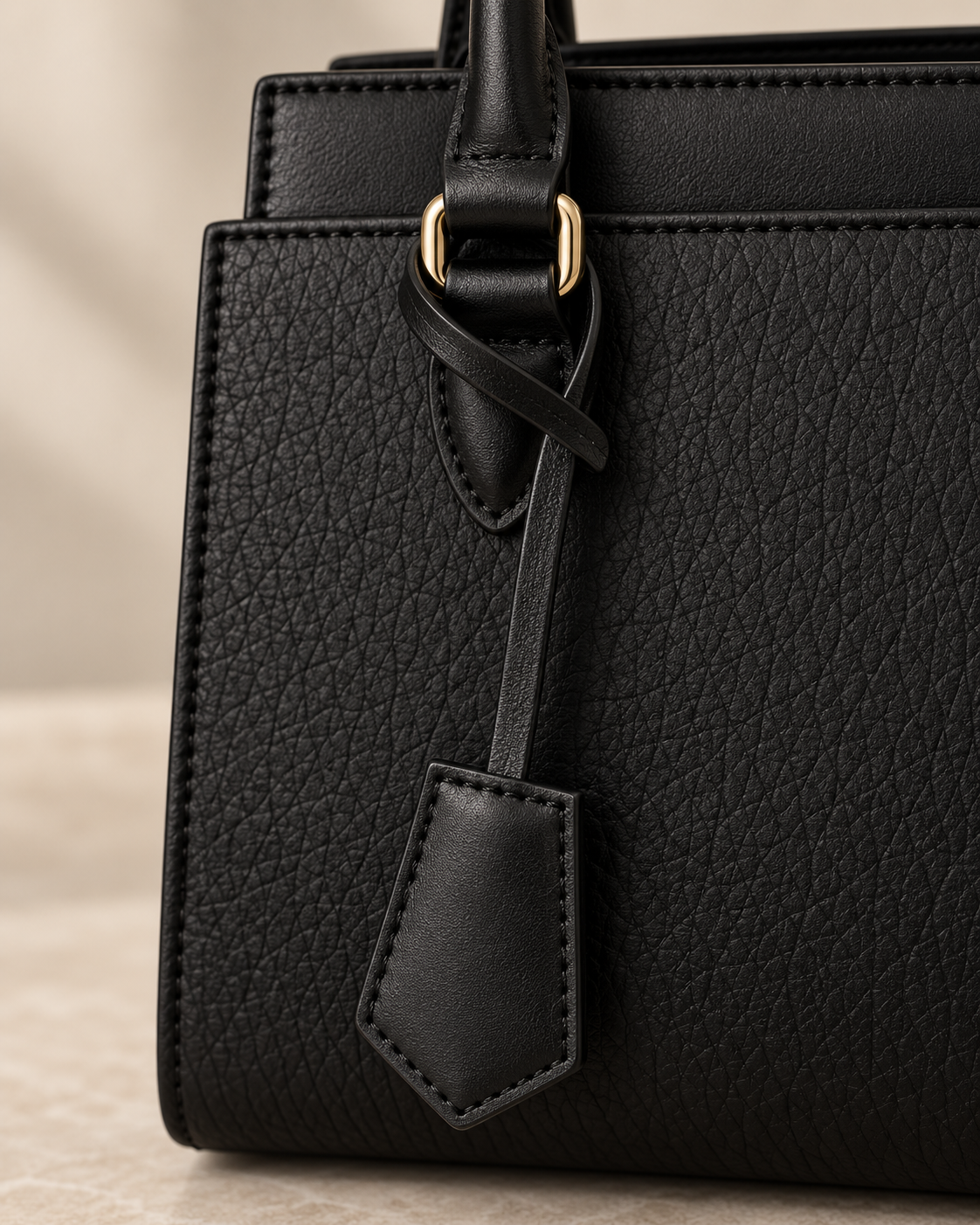 Noir Structured Textured Handbag