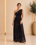 One-Shoulder Leopard Print Maxi Dress