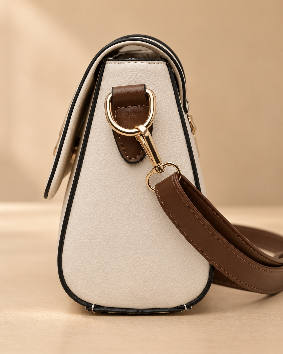 Ivory & Mocha Contrast Crossbody Bag