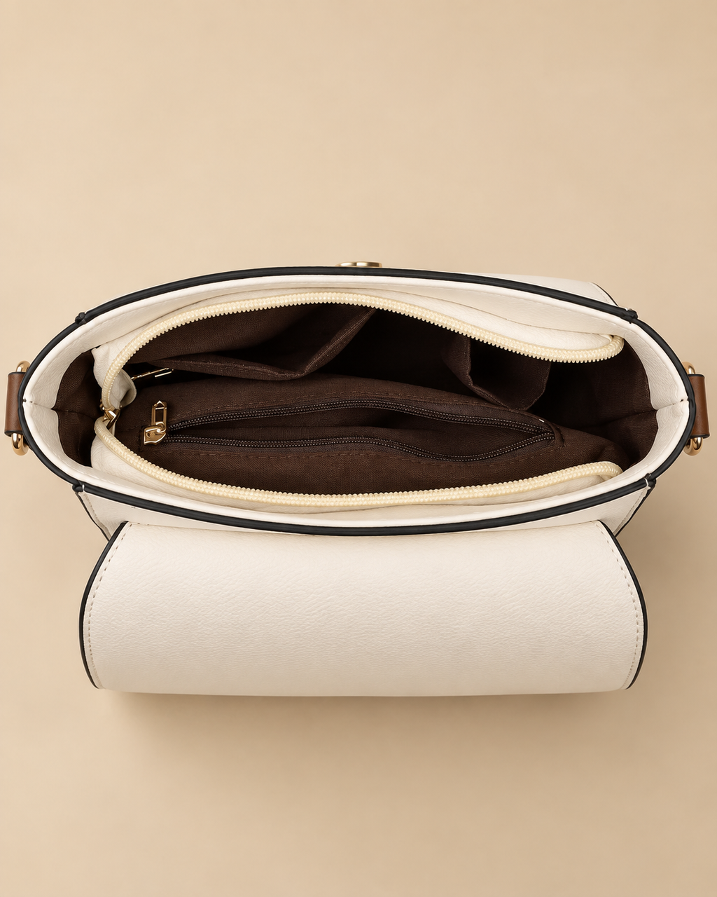 Ivory & Mocha Contrast Crossbody Bag