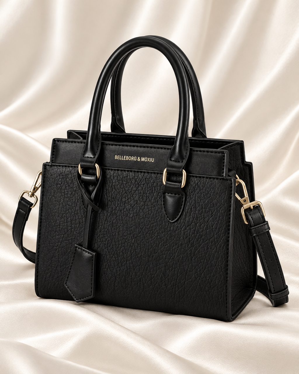 Noir Structured Textured Handbag