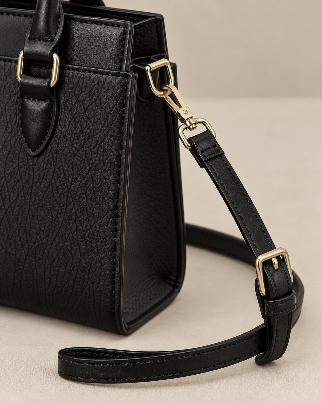 Noir Structured Textured Handbag