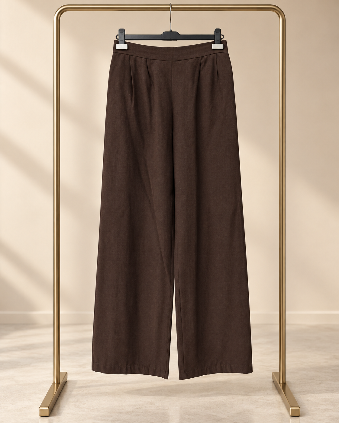 Chocolate Brown Wide-Leg Belted Set