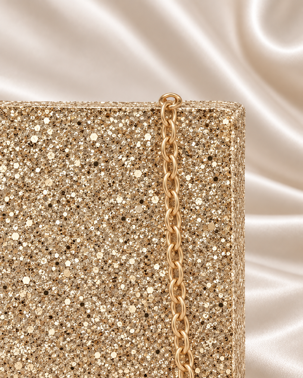 Golden Sparkle Oval Handle Evening Bag