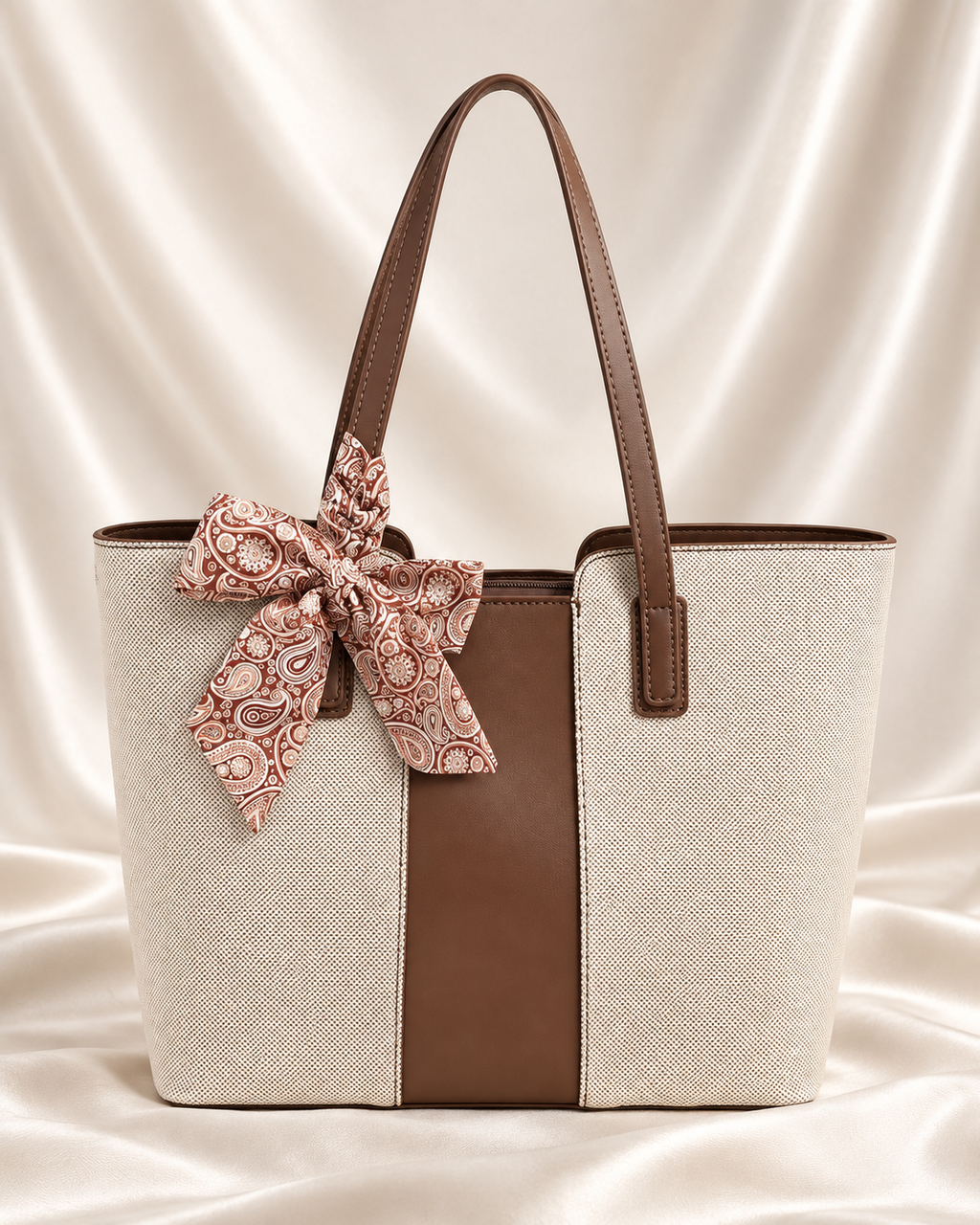Paisley Bow Contrast Tote Bag