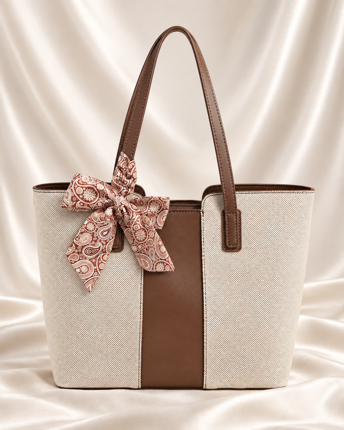 Paisley Bow Contrast Tote Bag