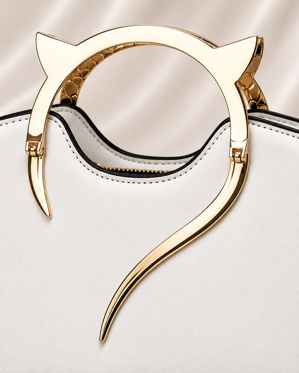 Luna Gold Cat Handle Structured Bag