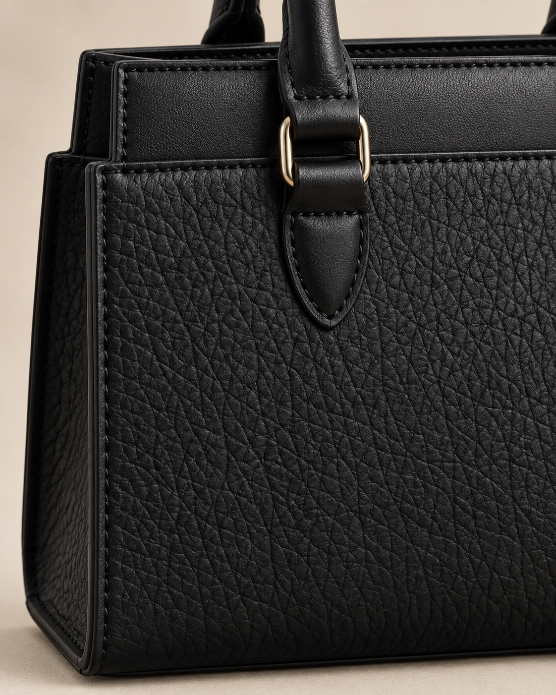 Noir Structured Textured Handbag