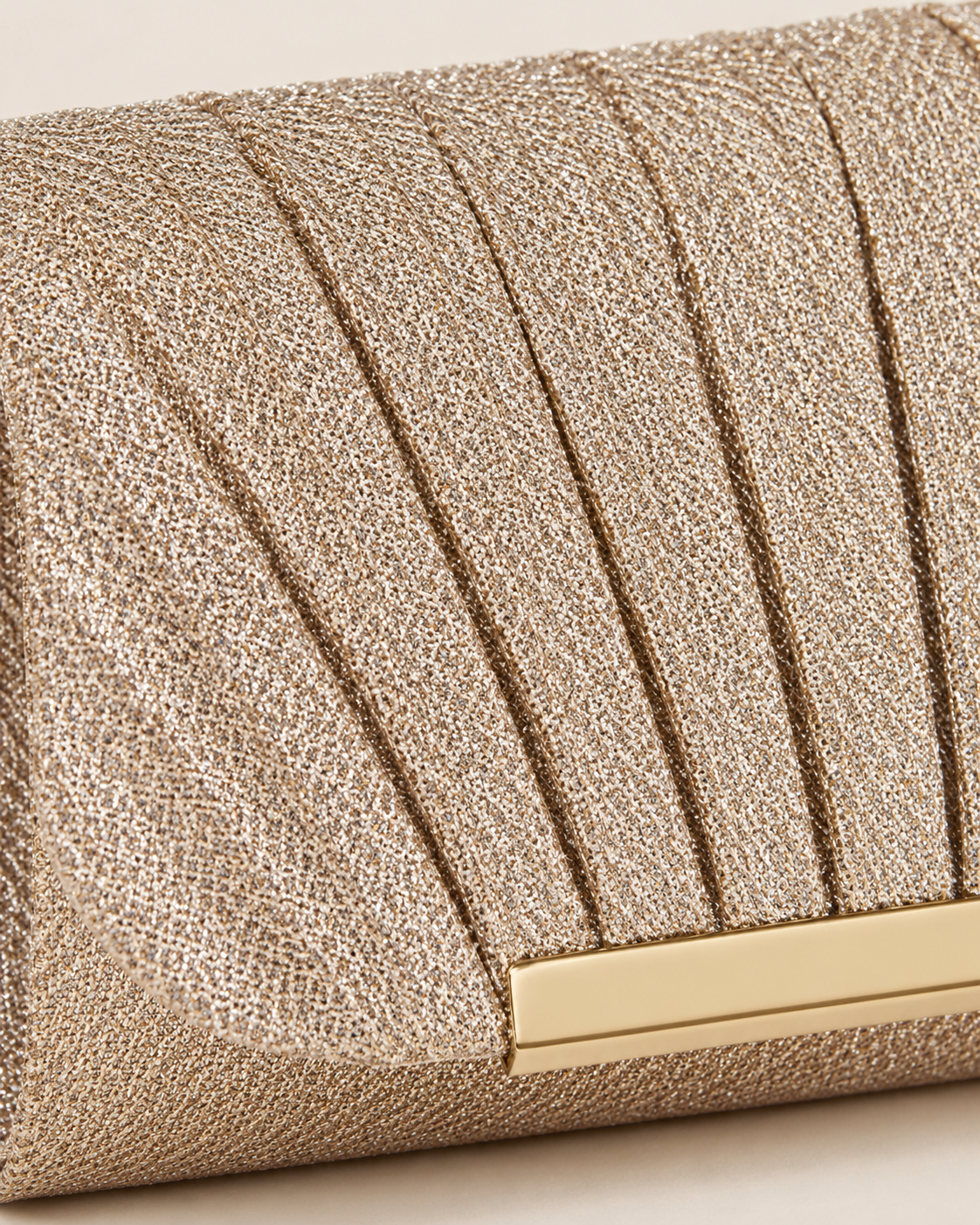 Golden Shimmer Pleated Evening Clutch
