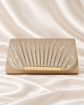 Golden Shimmer Pleated Evening Clutch