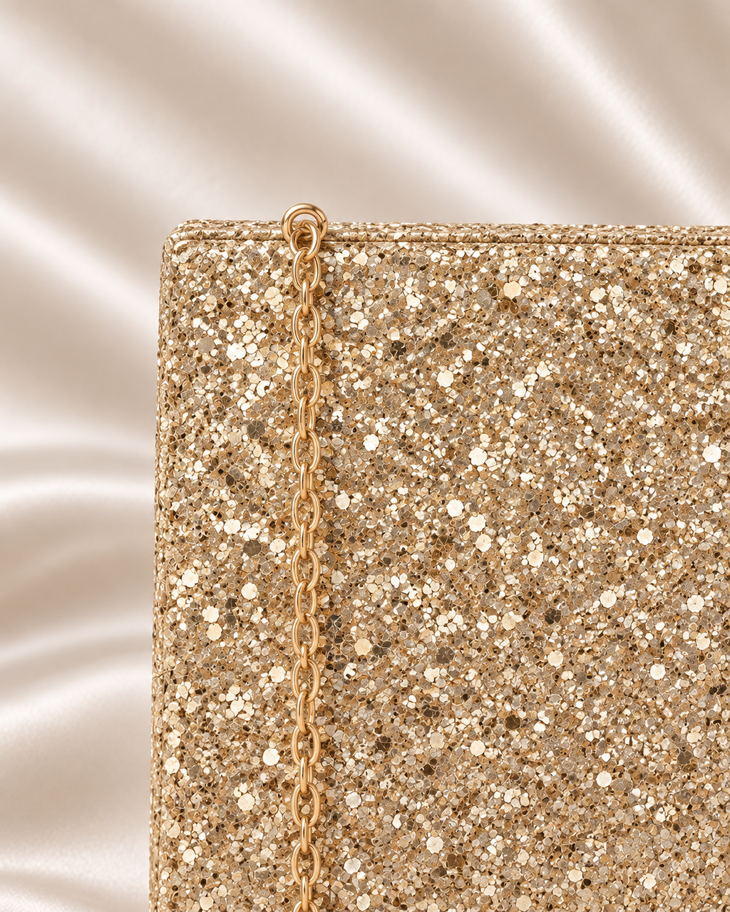 Golden Sparkle Oval Handle Evening Bag
