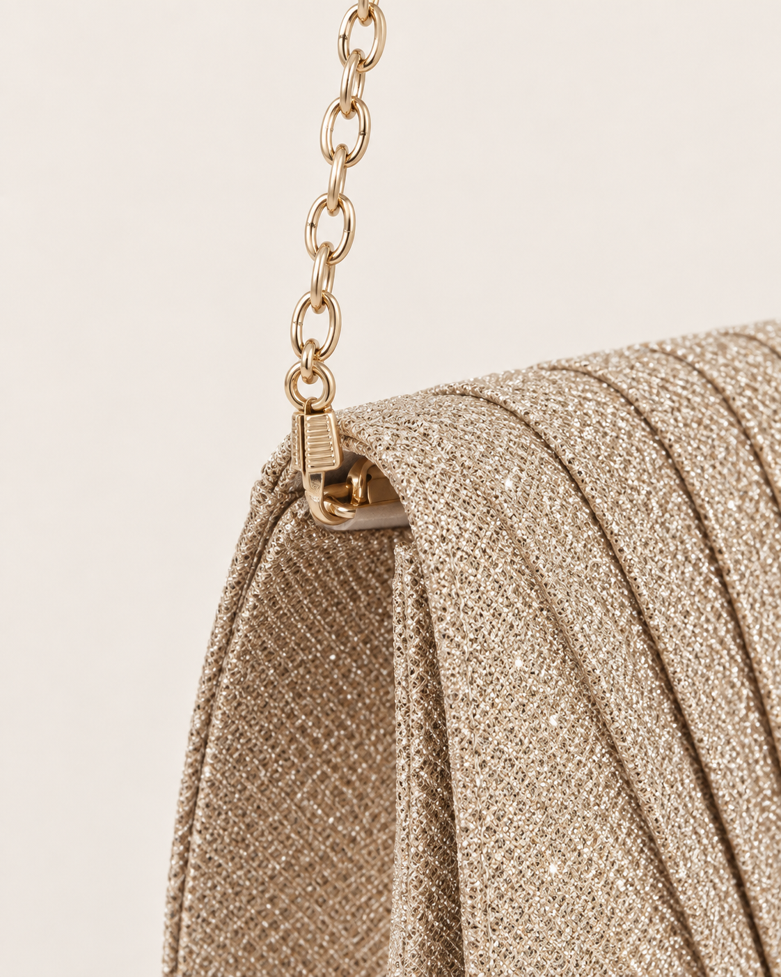 Golden Shimmer Pleated Evening Clutch