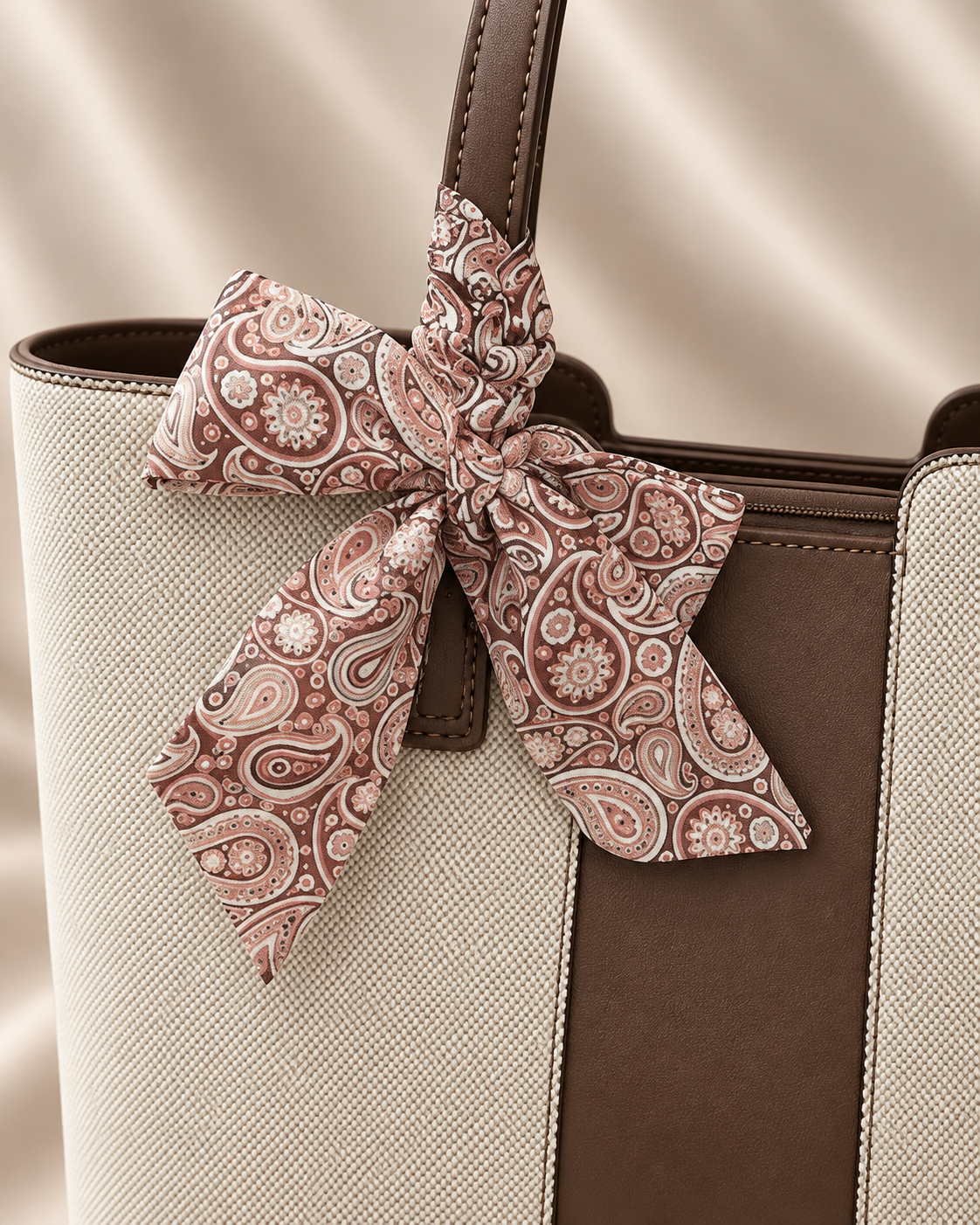 Paisley Bow Contrast Tote Bag