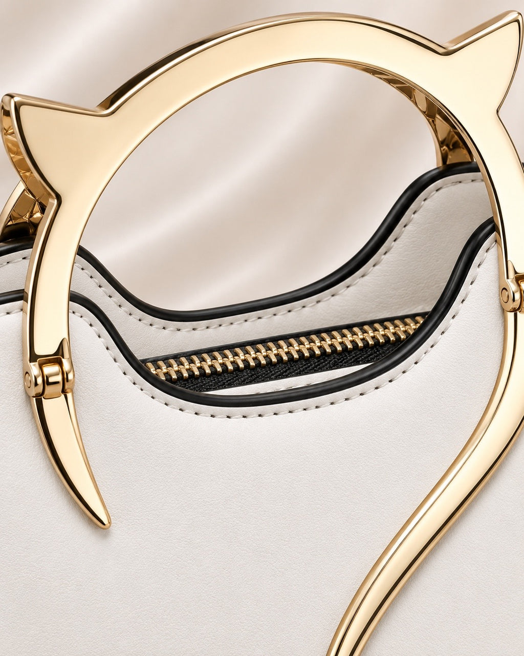 Luna Gold Cat Handle Structured Bag