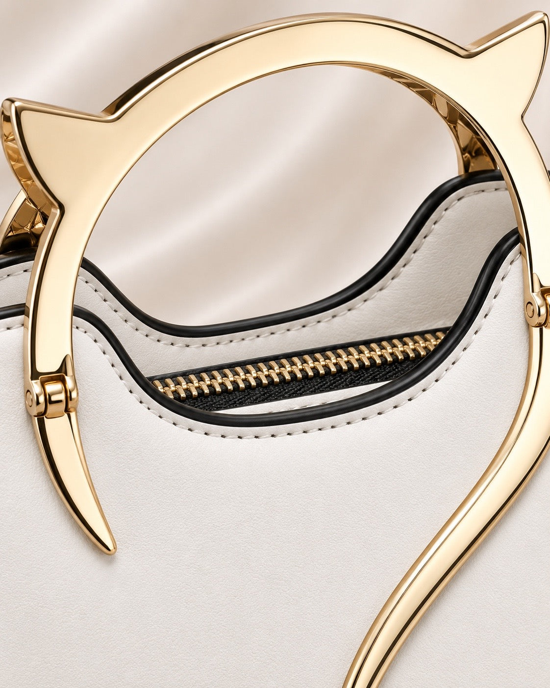 Luna Gold Cat Handle Structured Bag