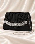 Midnight Crystal Pleated Clutch