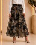 High-Waist Paisley Chiffon Maxi Skirt