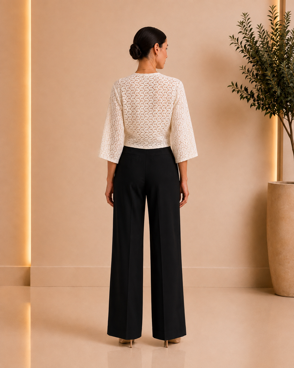 Ivory Lace Tie-Front Top
