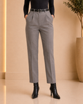 Grey High-Waist Tailored Pants