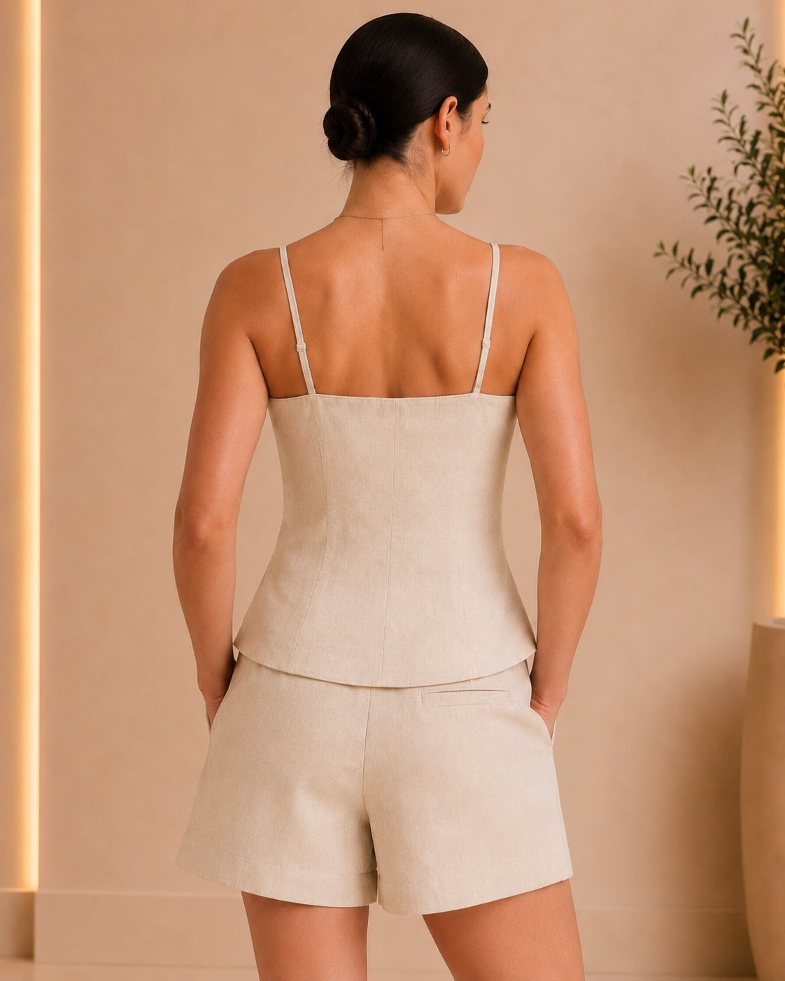 Ivory Linen Vest & Shorts Set
