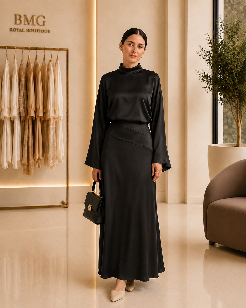 Black Satin Elegance Set
