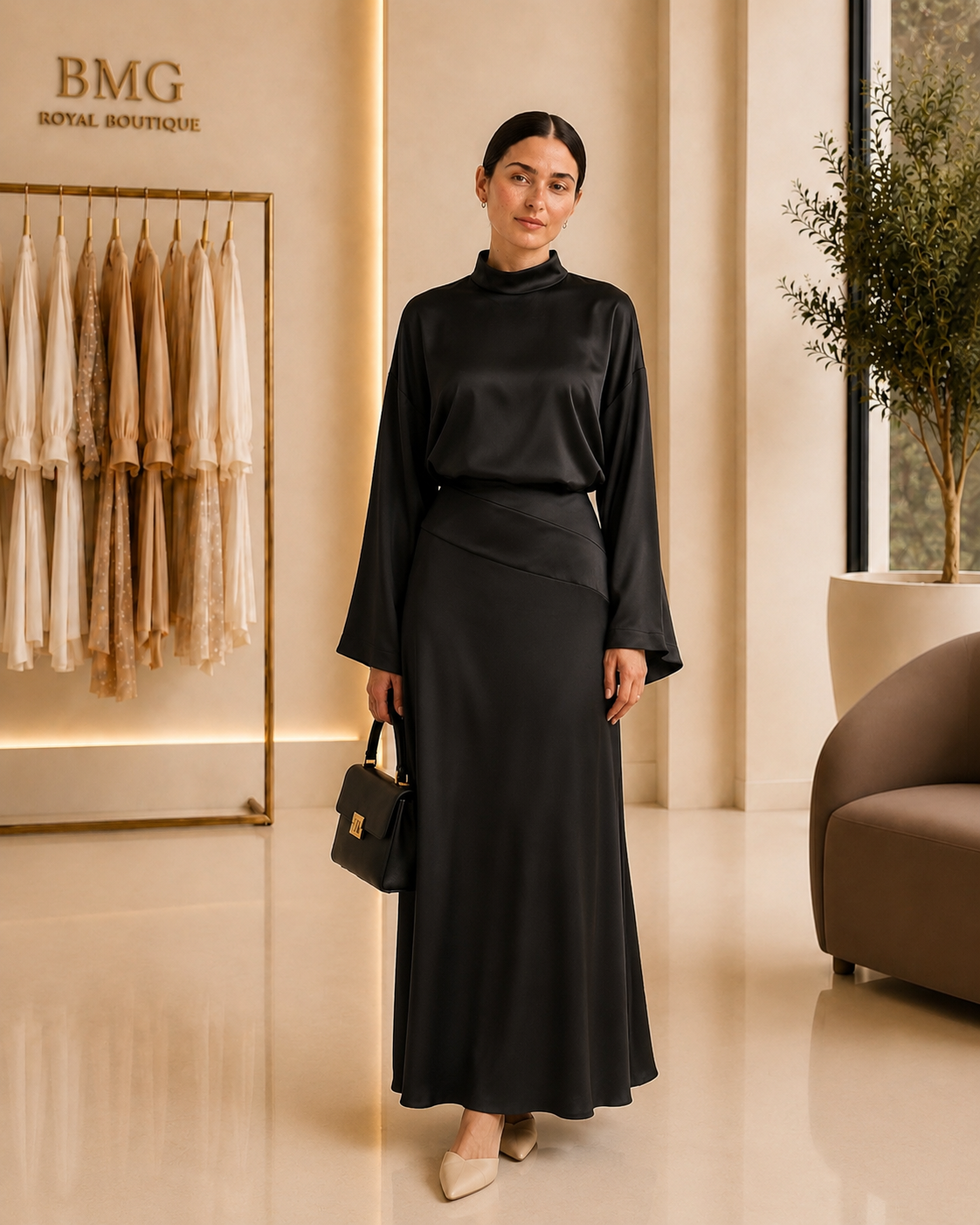 Black Satin Elegance Set