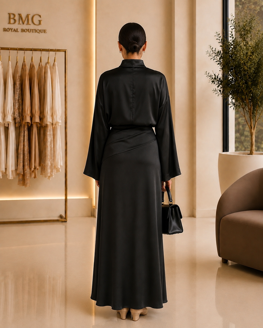 Black Satin Elegance Set