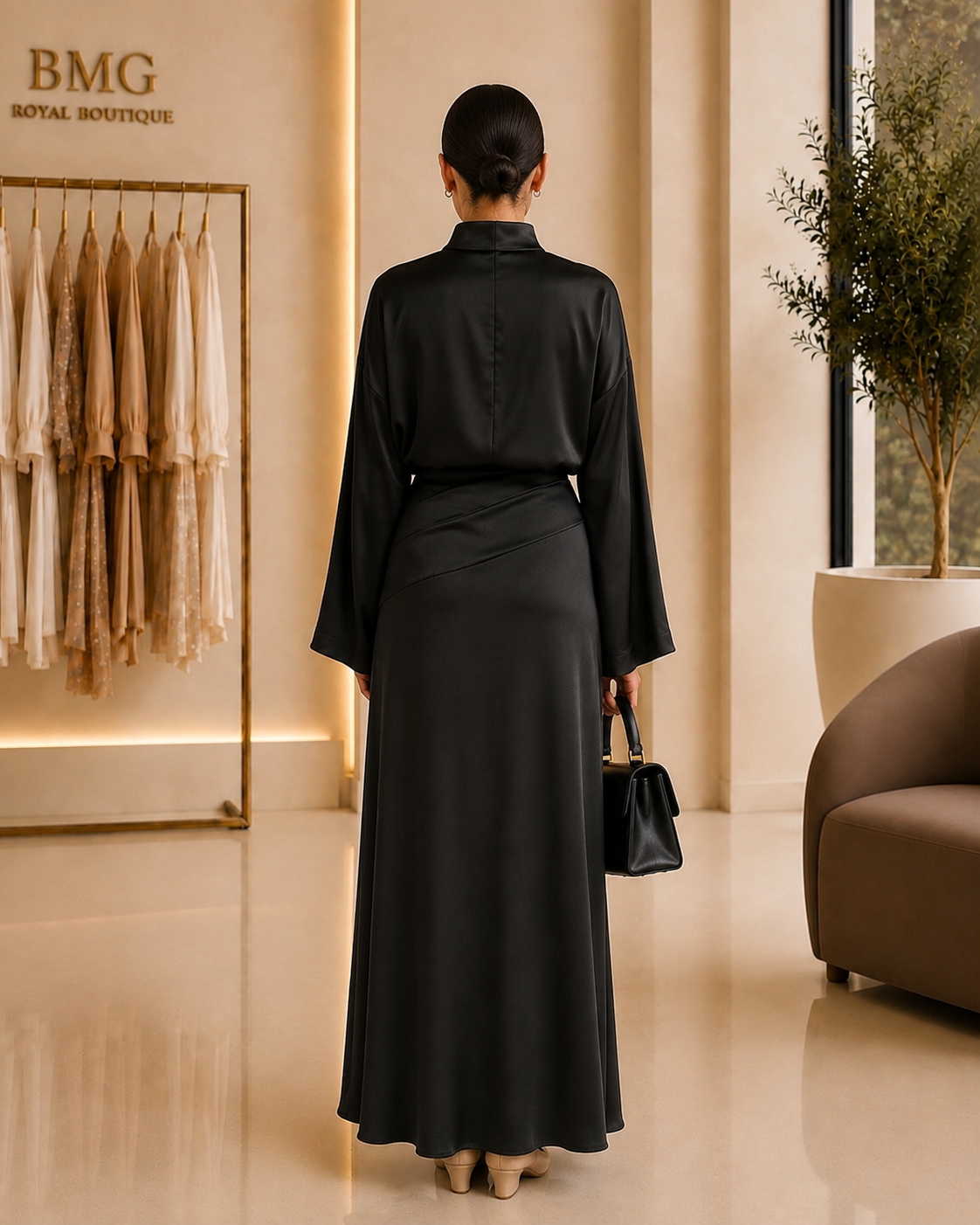 Black Satin Elegance Set