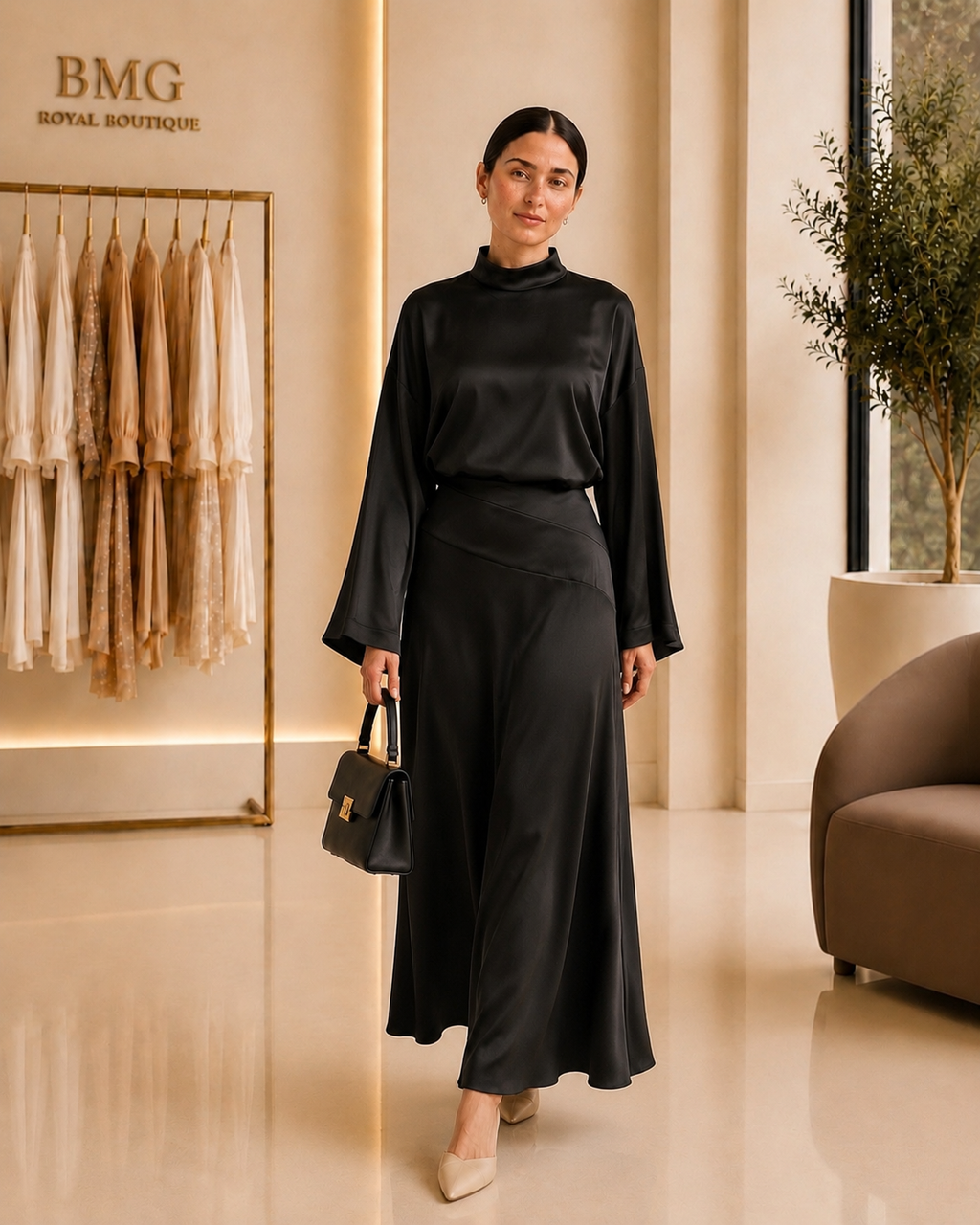 Black Satin Elegance Set