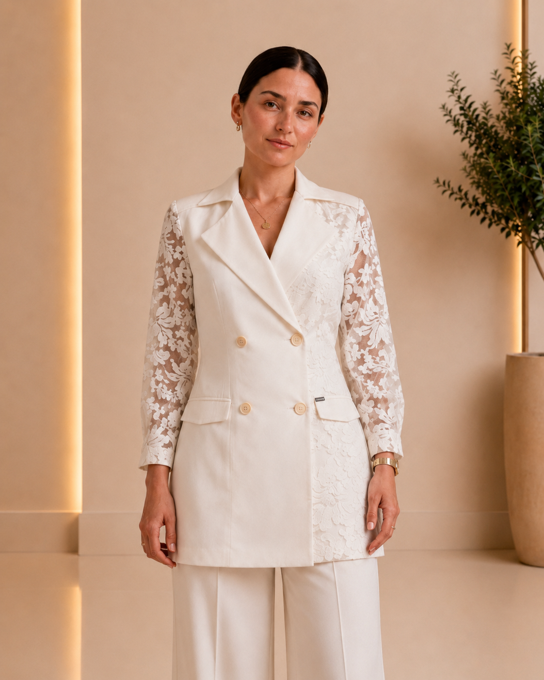 White Lace Tailored Blazer