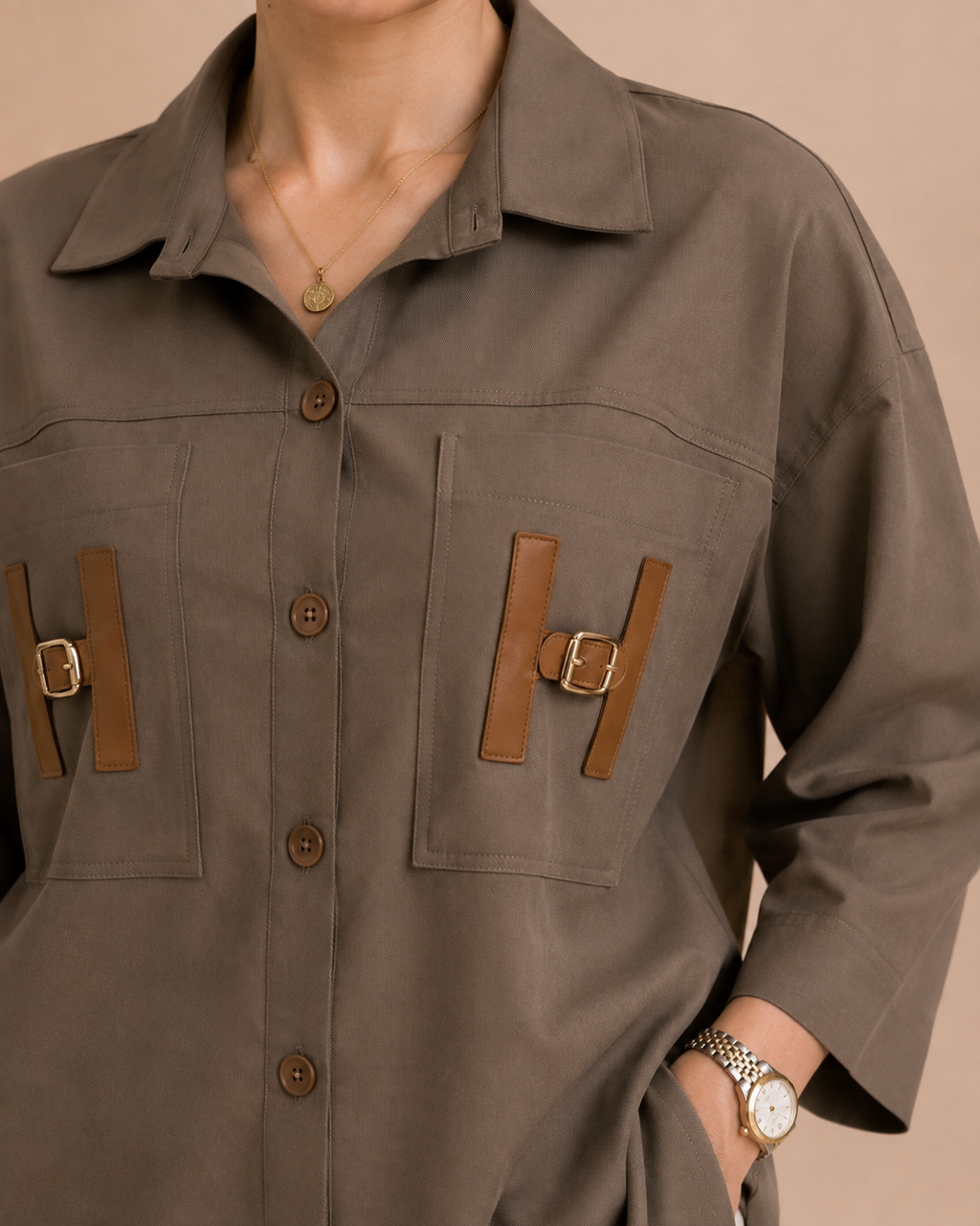 Mocha Utility Buckle Shirt