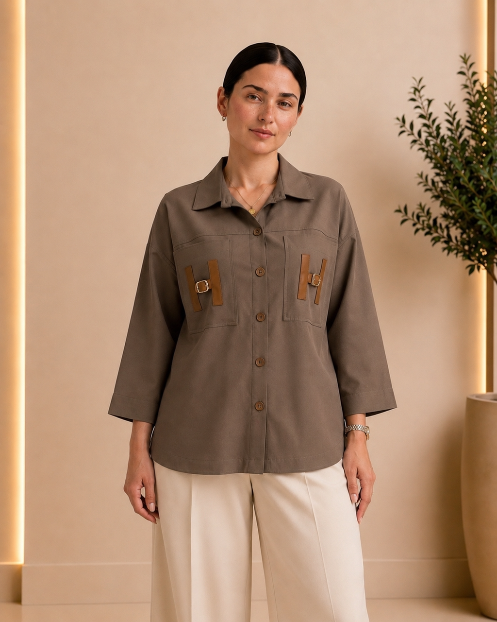 Mocha Utility Buckle Shirt