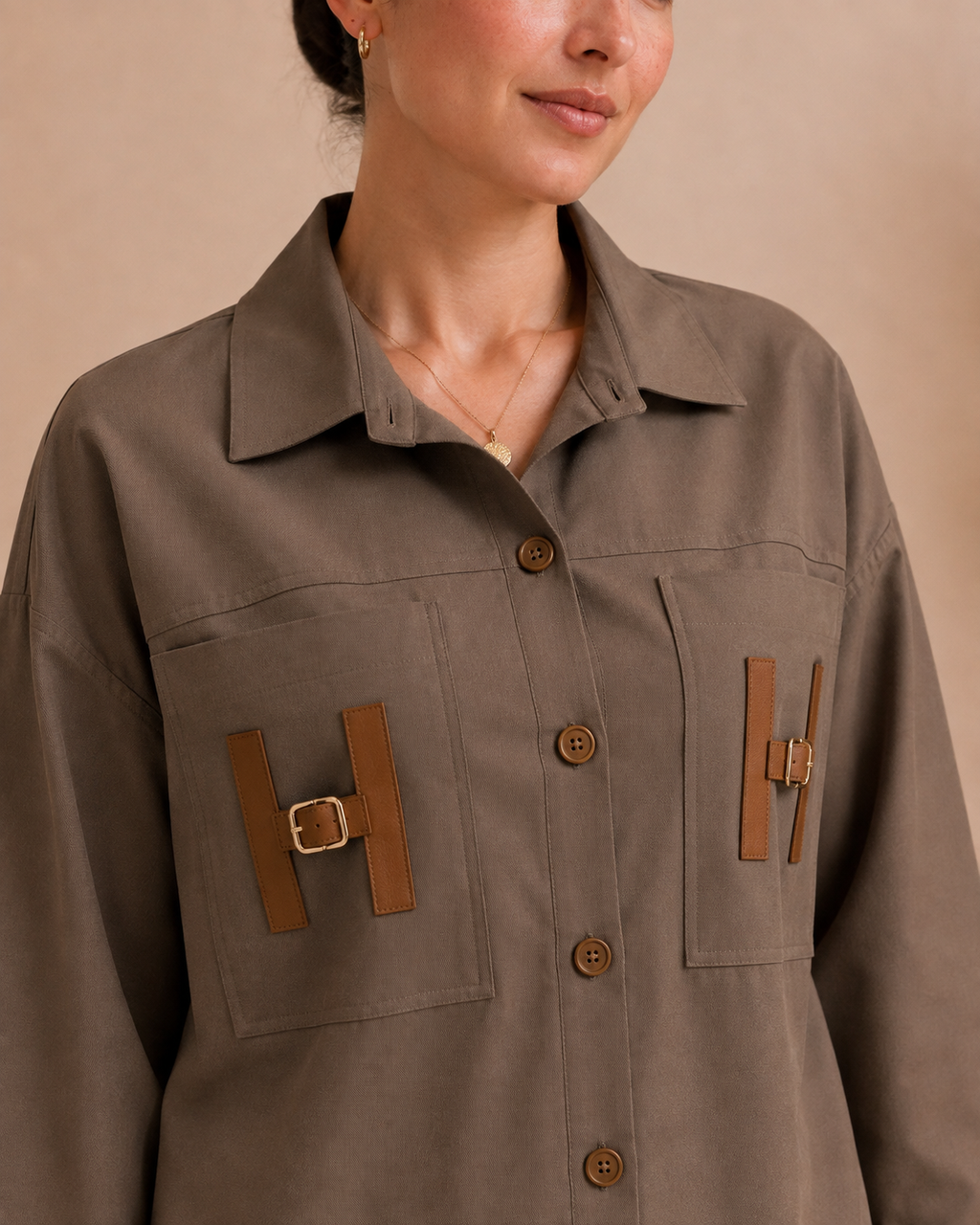 Mocha Utility Buckle Shirt