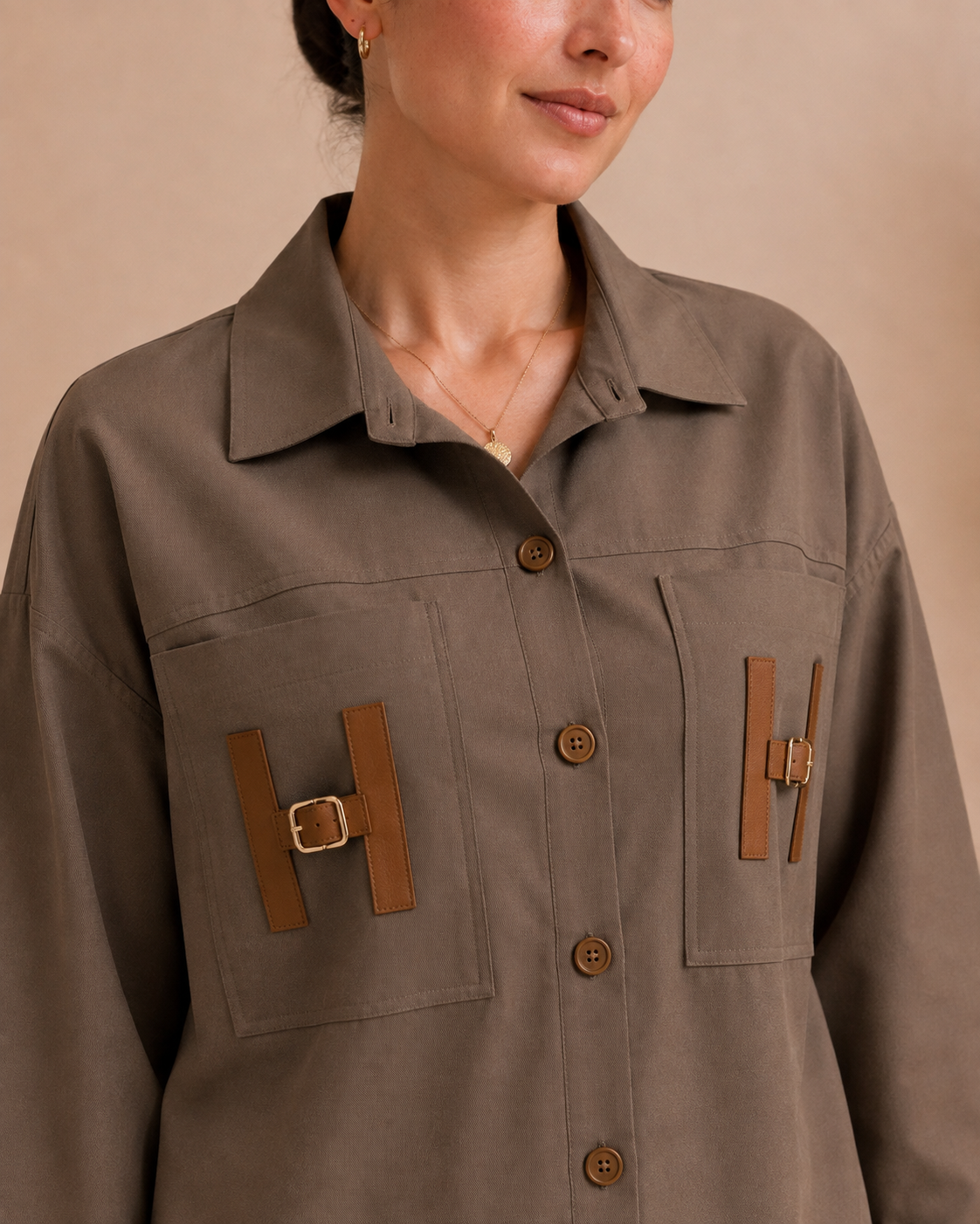 Mocha Utility Buckle Shirt