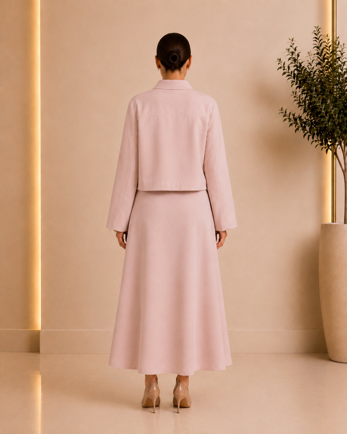 Blush Pink Two-Piece Skirt Set