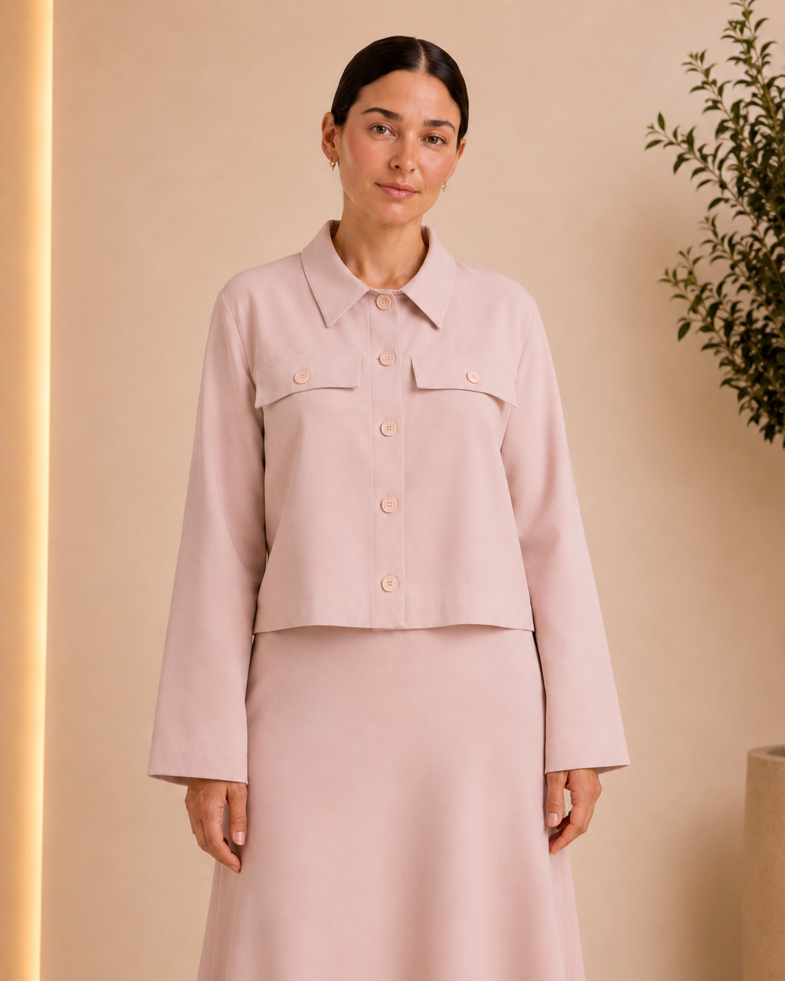 Blush Pink Two-Piece Skirt Set
