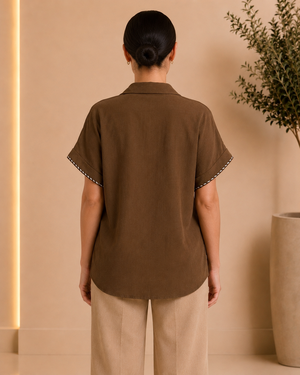 Brown Utility Detail Shirt
