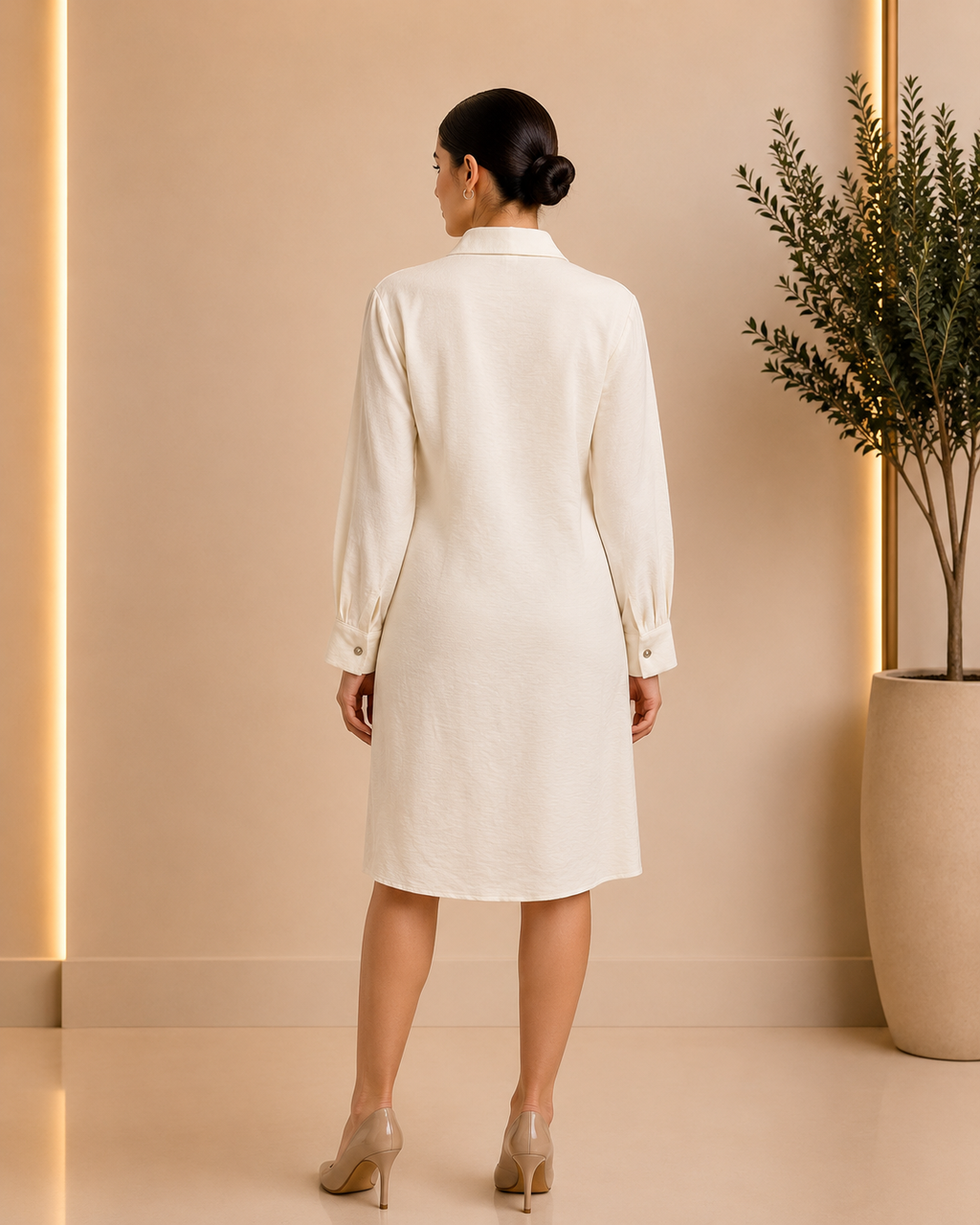 Ivory Wrap Belted Dress