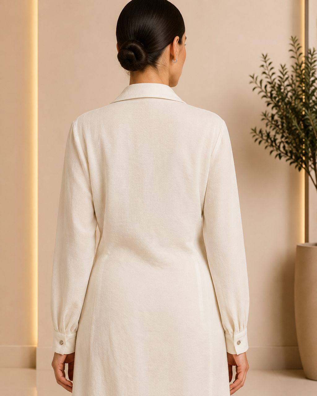 Ivory Wrap Belted Dress
