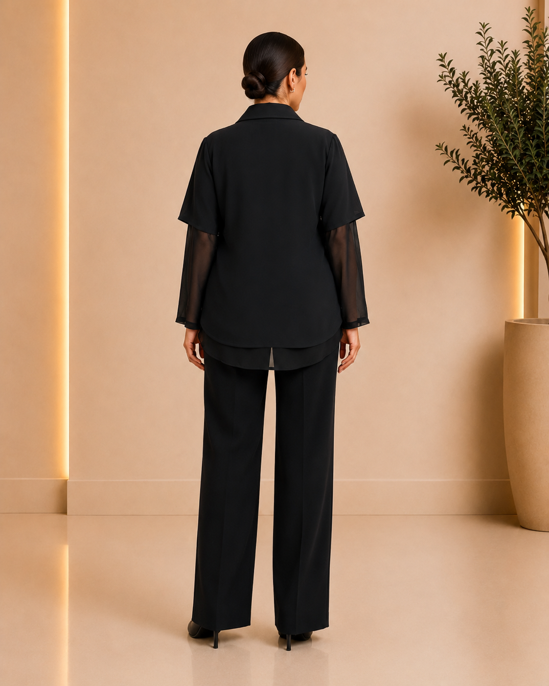 Metallic Lace Layered Black Shirt