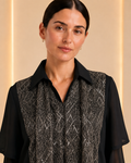 Metallic Lace Layered Black Shirt